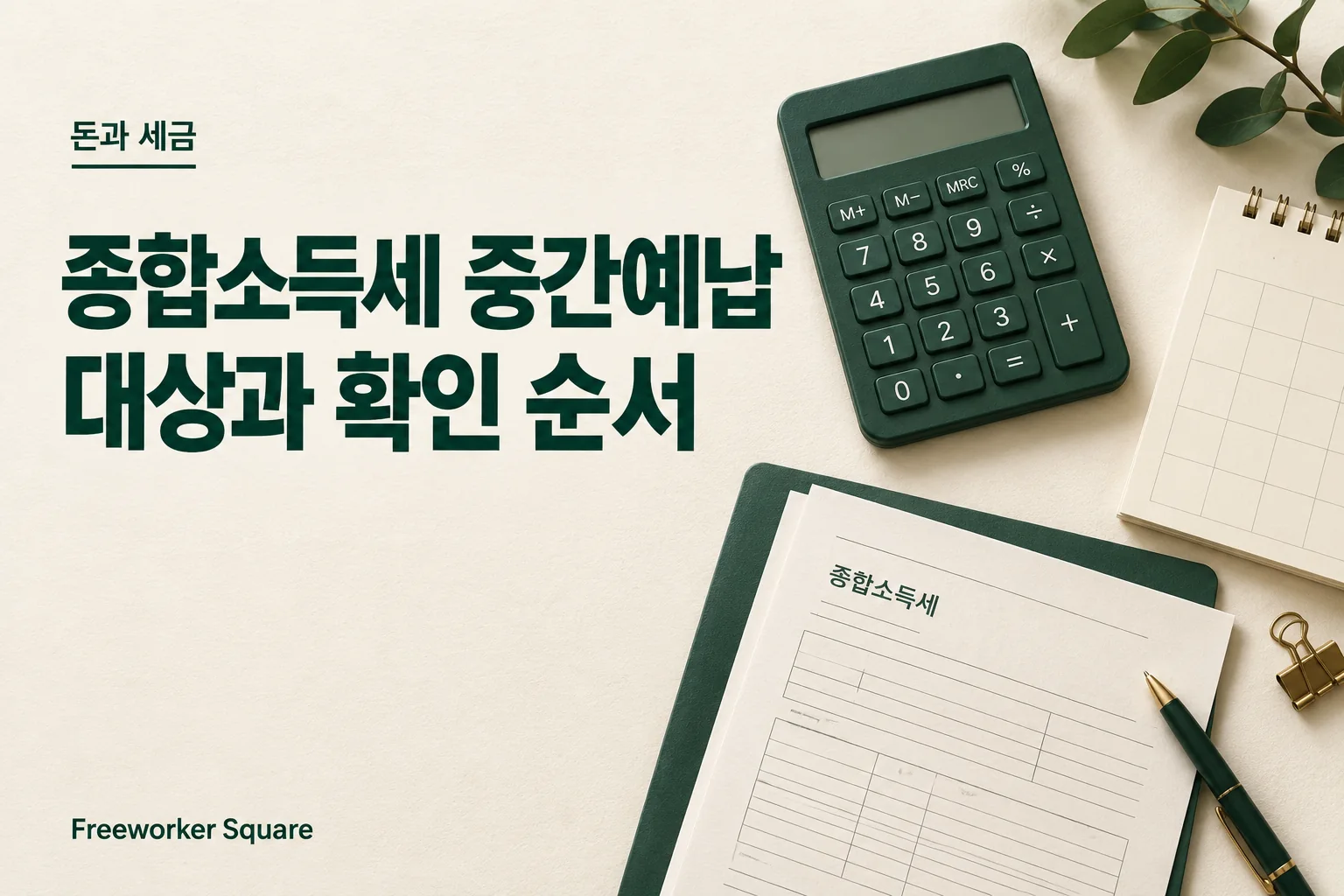 종합소득세 중간예납 대상과 확인 순서 — 프리워커 스퀘어