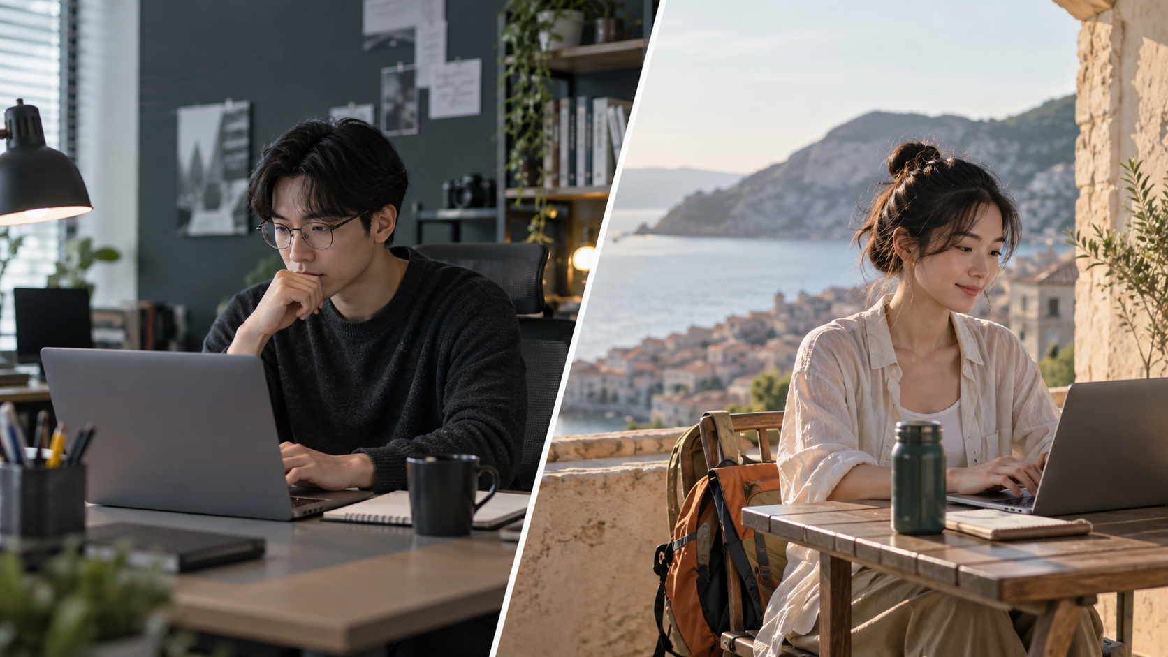 홈오피스 프리랜서와 여행지 원격 근무자의 서로 다른 업무 환경