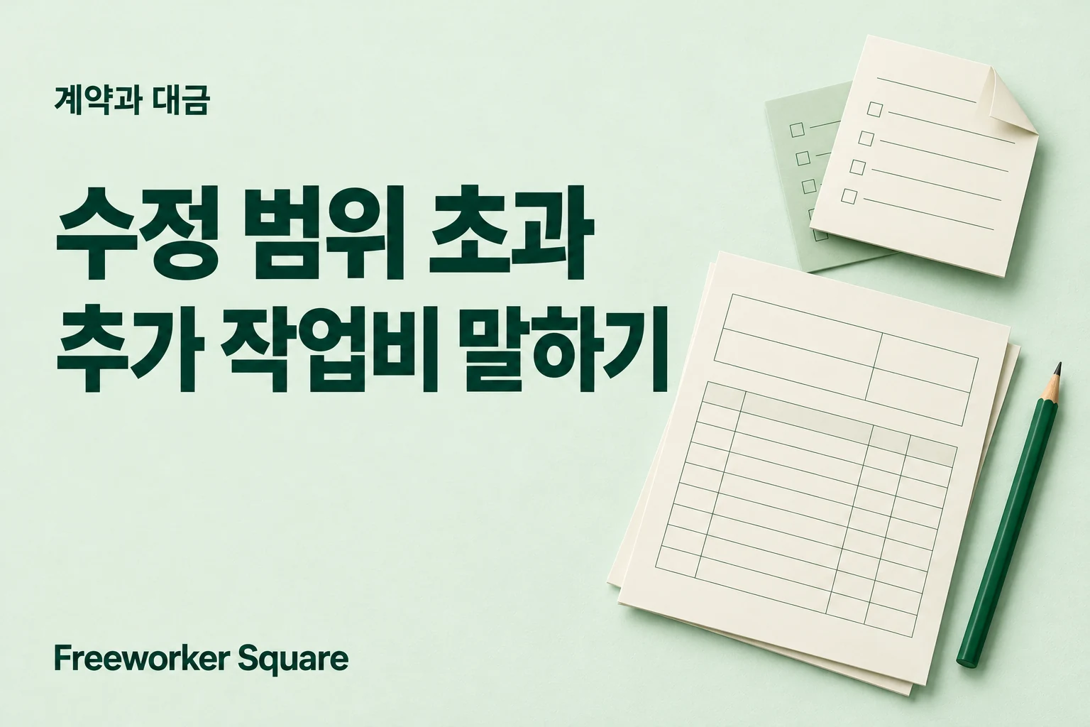 수정 범위 초과 요청에 추가 작업비를 말하는 방법을 담은 프리워커 스퀘어 대표 이미지